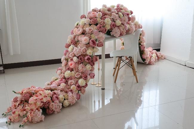 Elegant Flower Rows Set - Old Pink