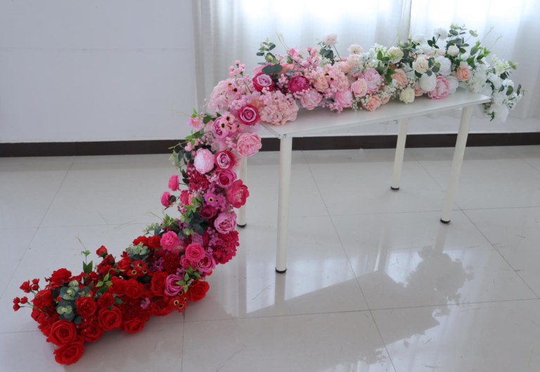 Elegant Flower Rows Set - Red+Pink+White