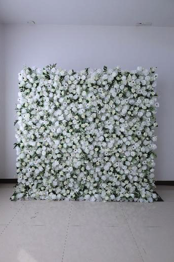 Premium 3D Flower Wall - White Green
