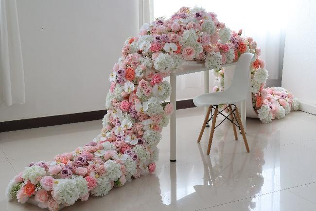 Elegant Flower Rows Set - White+Pink+Lilac